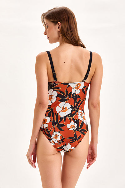 Channel Pleated Swimsuit