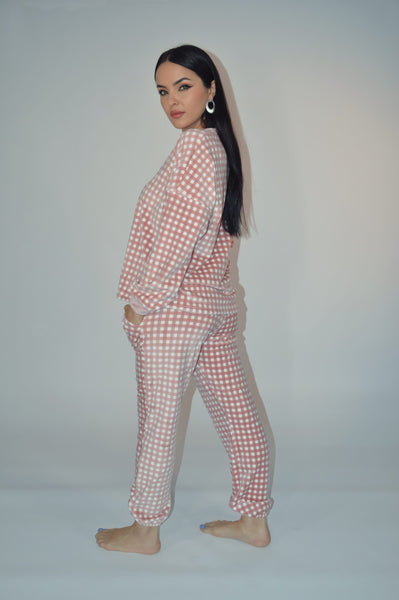 Pyjama d'échecs rose