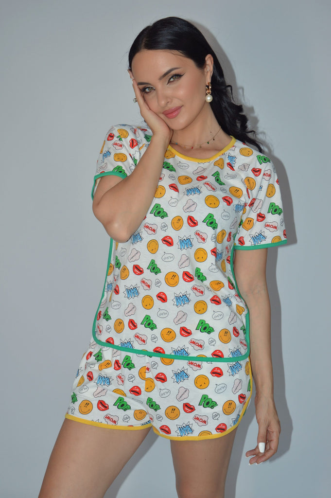 Emoji Outlined Short Pajama