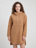 Women's Camel Teddy Fleece Oversized Tunic Dress