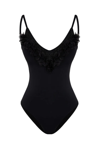 Black Floral Swimsuit