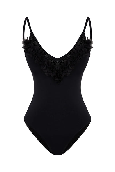 Black Floral Swimsuit