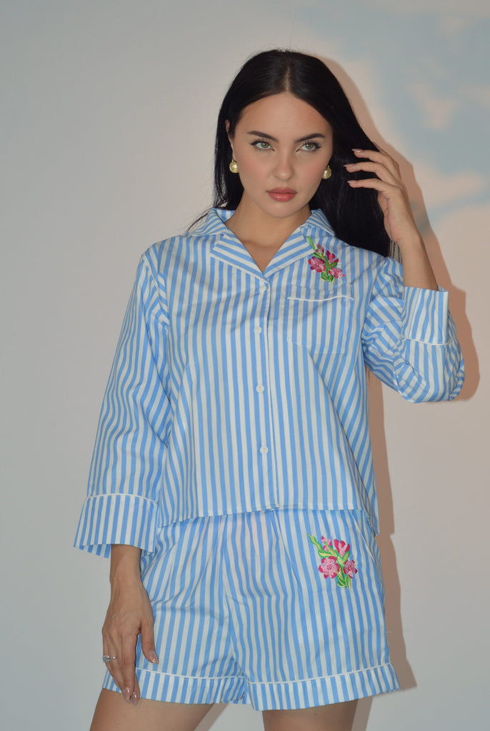 Blue Strips Short Pajama