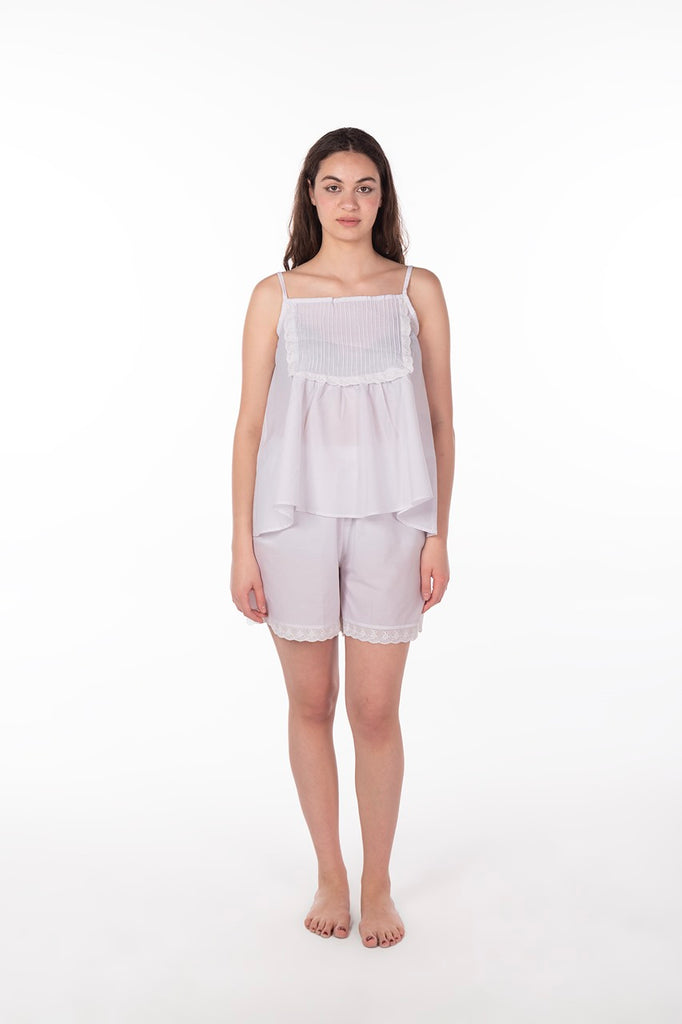 Pyjama court blanc à fines bretelles