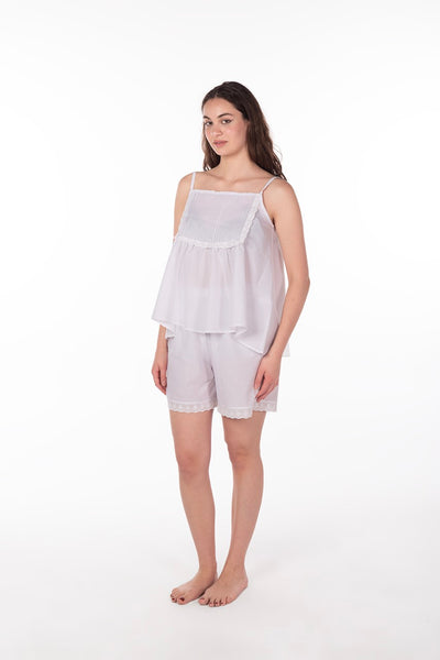 Pyjama court blanc à fines bretelles