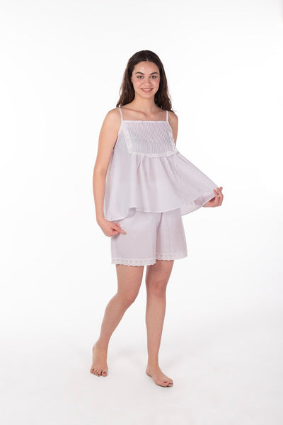 Thin Strap Short White Pajama