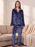 Velvet Pajama Set with Long Sleeves and Pants