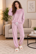 Dusty Rose Soft Star Velour Two-Piece Winter Pajama Set