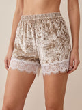Women’s Beige Velvet Lounge Shorts