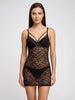 Floral Lace Chemise and Thong Set – Sensual Midnight Black