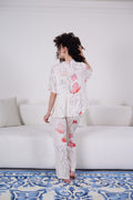 White Floral Viscose Pajama Set - My Secret 