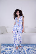 Blue Toile Viscose Pajama Set - My Secret 