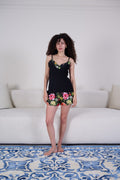 Midnight Floral Satin Short Set - My Secret 