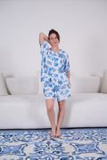 Blue Floral Viscose Pajama Set - My Secret 