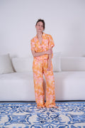 Orange Floral Viscose Pajama Set - My Secret 