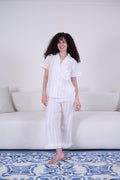 White Striped Cotton Pajama Set - My Secret 