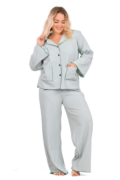 Simplicity Light Green Button Pajama