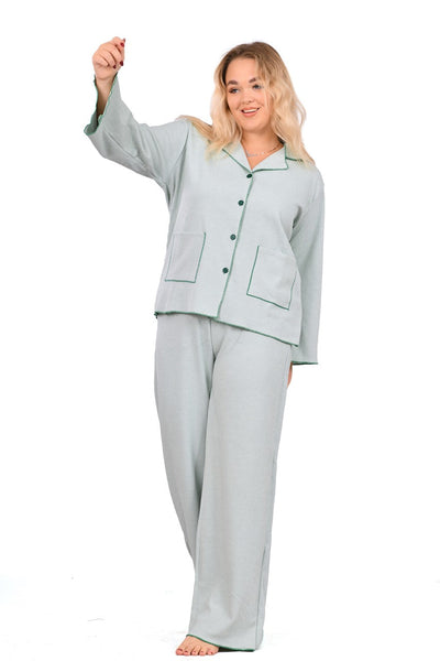 Simplicity Light Green Button Pajama
