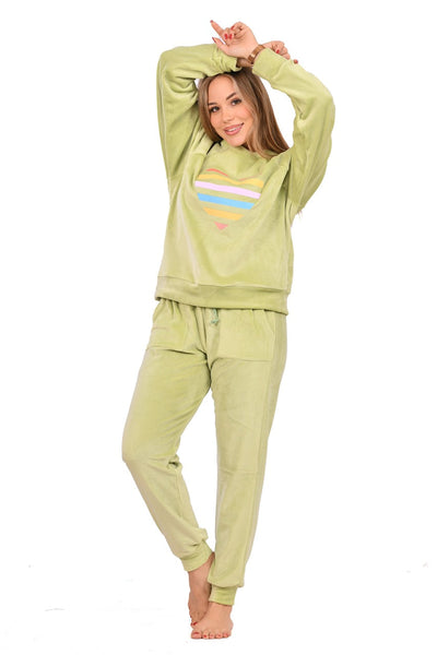 Pistachio Green Knit Cuff Pajama