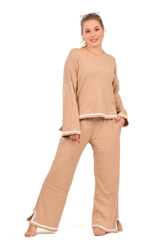 Lounge Wear Beige Line Pajama