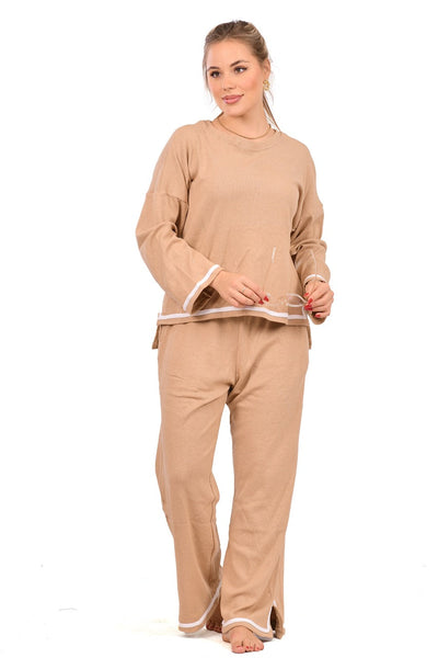Lounge Wear Beige Line Pajama