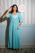 Naomi Embroidered Turquoise Dress
